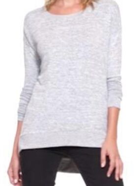 Banana Republic Light Grey Long Sleeve Lux spun Top, side zipper detail, M